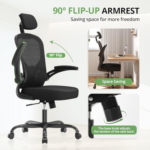 Ergonomic High Back Office Chair, 330lb Capacity Mesh Desk Chair with Headrest
