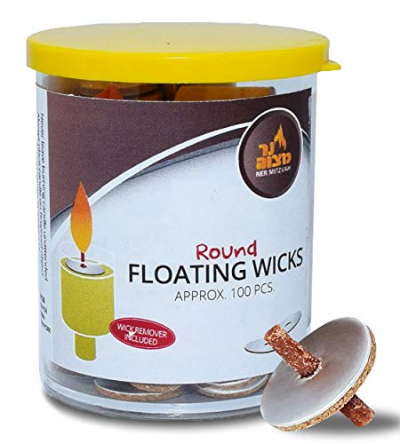 Cotton Floating Wicks with Cork Holders - 100 Count for Oil Cups