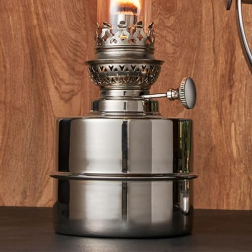 Extra-Bright Antique Nickel Hurricane Oil Lamp with Glass Chimney