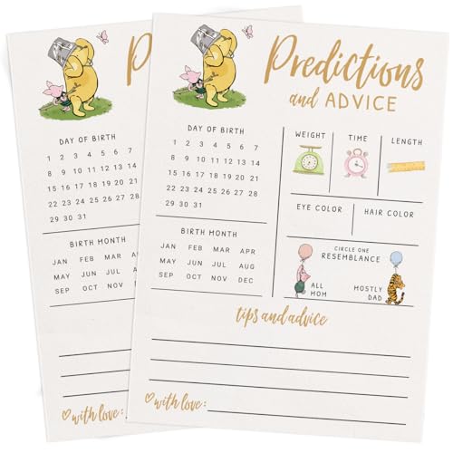 Baby Shower Predictions and Advice Cards - Classic Storybook Theme, 30 Pack