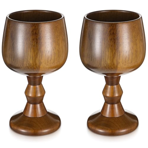2-Piece Handcrafted Jujube Wood Wine Goblet Set – 5oz Vintage Chalice