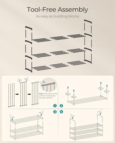 SONGMICS 3-Tier Metal Shoe Rack and Organizer Shelf, Black