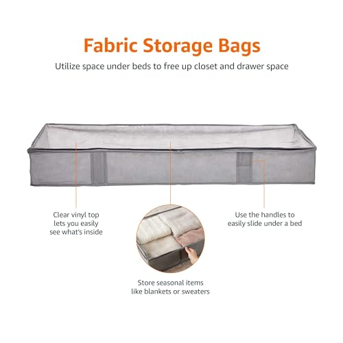 Under Bed Storage Bags for Clothes and Blankets, 18x42x6 Gray 2-Pack