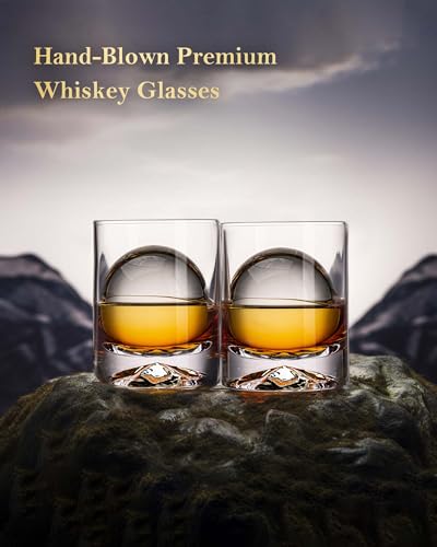Crystal Whiskey Glasses - 12oz Double Old Fashioned Rocks Tumblers, Set of 2