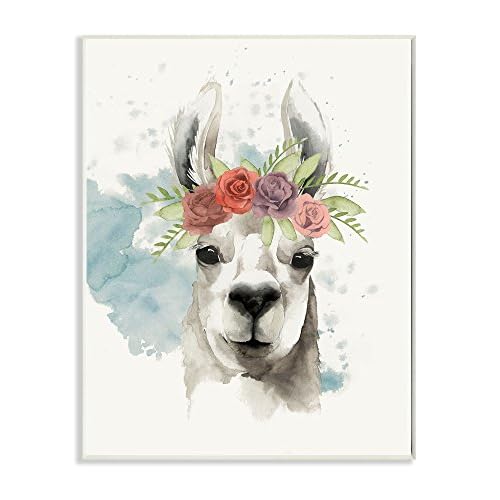 Stupell Industries Watercolor Llama Del Rey, Designed Wall Art, 13 in x 19 in, Design by Artist Grace Popp