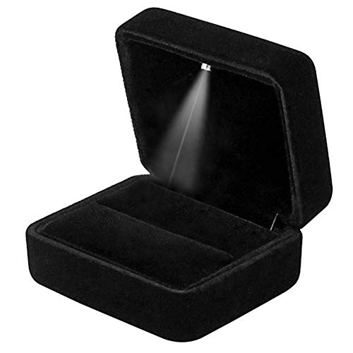 LED Lighted Velvet Engagement Ring Box for Proposal and Wedding