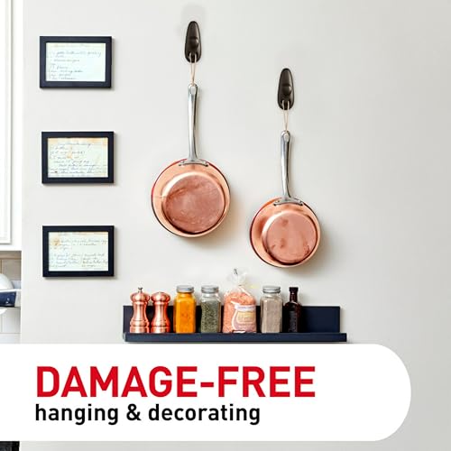 Large Brushed Nickel Adhesive Wall Hooks - 5 lb Capacity, 2-Pack