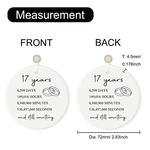 Kusry 17th Anniversary Ornament: 17 Years 6209 Days 149016 Hours – Ceramic Keepsake for Husband Wife, 17th Wedding Gift