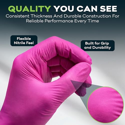 Hot Pink Nitrile Medical Exam Gloves - 3 Mil Powder & Latex Free
