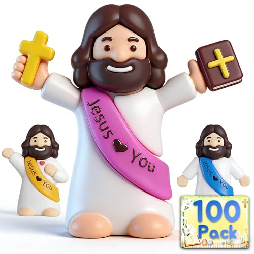 100pcs Mini Jesus Figurines - Bulk Tiny Rubber Figures for Faith Activities