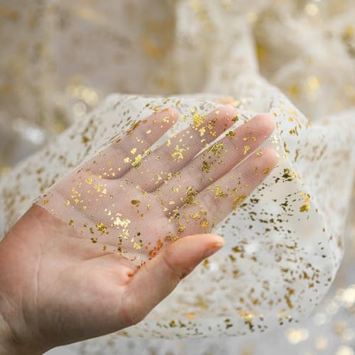 Beige Gold Metallic Foil Table Runner - 28x120 Sheer Gauze Party Decor