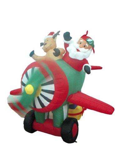 6 Ft Inflatable Flying Santa Claus with Airplane | Christmas Yard Decor