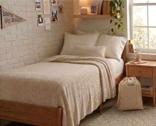 CozyChic Rib Twin XL Blanket & Lumbar Pillow Set - Stone