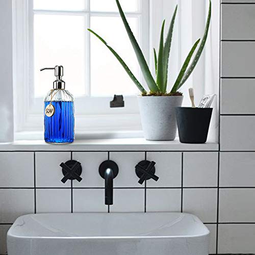 JASAI 18 oz Clear Glass Soap Dispenser with Rust Proof Stainless Steel Pump