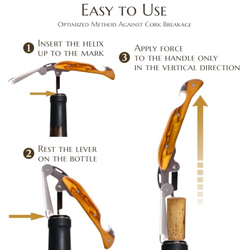 FALCORK® Professional One-Step Wine Corkscrew with Olive Wood Handle