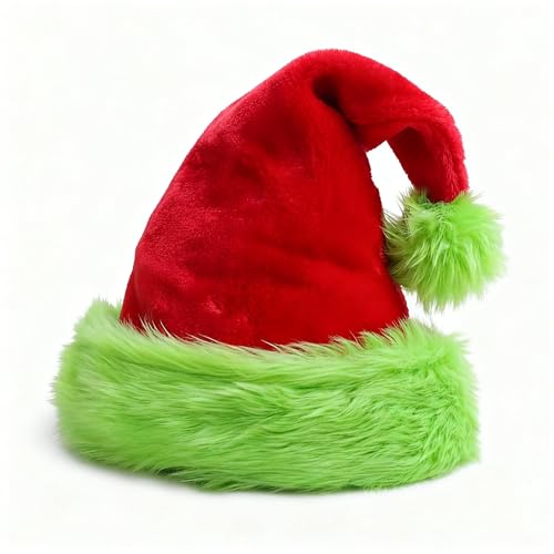 Drewev Santa Hat for Adults Red Velvet Double Layer Christmas Hat Unisex Holiday