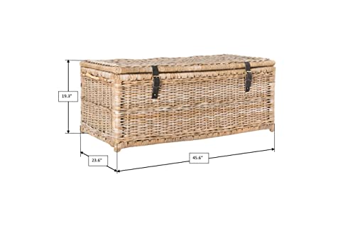 46-Inch Hand-Woven Wicker Storage Trunk, Collapsible Fold-Flat Design