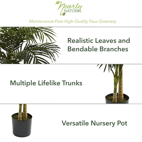 6.5 ft Artificial Golden Cane Palm Tree - Lifelike Silk Indoor Plant