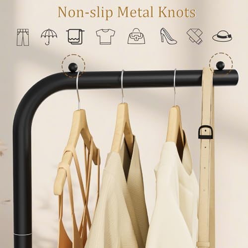 Freestanding Metal Coat Rack with Stable Rock Base, 70.8-Inch L-Shaped Stand