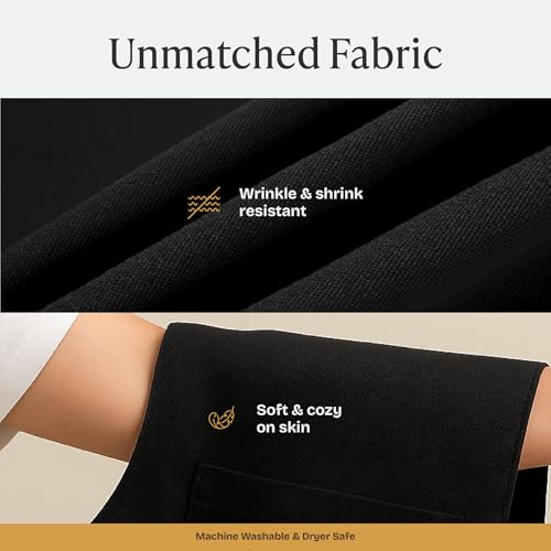 Water and Oil Resistant Kitchen Chef Apron with Pockets - Black