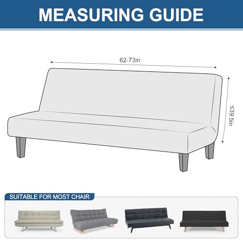 Leather Look Futon Slipcover - Armless Stretch Cover for Sofa Bed
