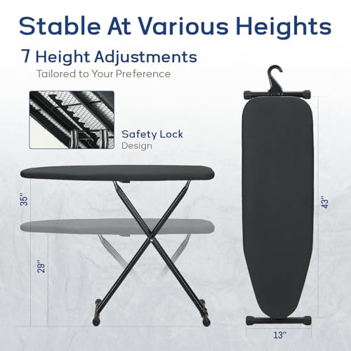 RAINHOL Full Size Ironing Board 43x13 with Iron Rest and Thick Pad