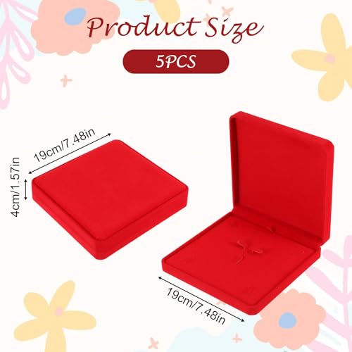 5-Piece Velvet Jewelry Gift Box Set - Wine Red Jewelry Display Case