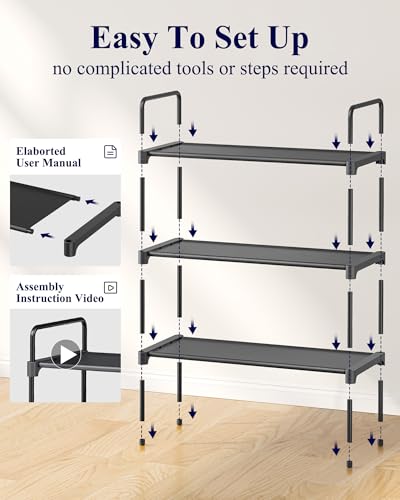 3-Tier Shoe Rack Organizer for Closet & Entryway - 27.6-Inch Space-Saving Shelf