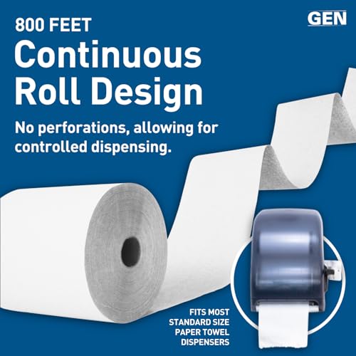 White Hardwound Paper Towel Rolls - 8-Inch x 800 ft (6 Rolls/Carton)