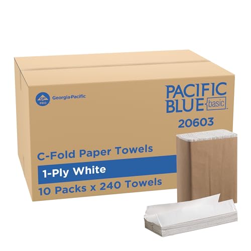 Commercial C-Fold Paper Towels, White, 10.1" x 12.7" - 10 Packs (2400 Count)
