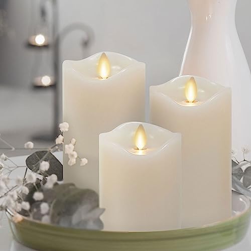 Matchless Candle Co. Ivory Flameless Pillar Candles 3x4.5/5.5/6.5 in (Timer) — Set of 3