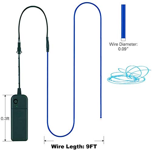 9ft EL Wire Kit 5 Pack, Flexible Neon Light Strings with Battery Packs