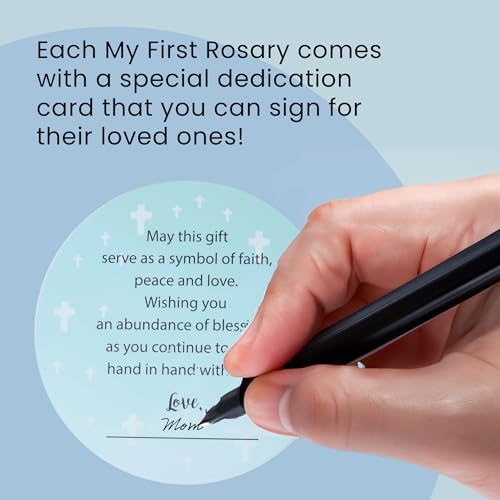 Boys Baptism Gift Set - Blue Rosary with Ceramic Keepsake Box & Card