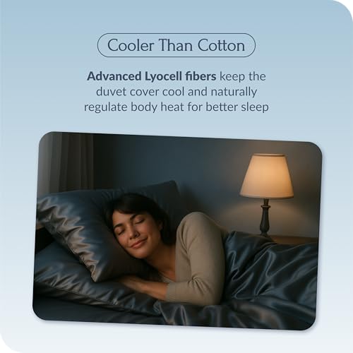 Eucalyptus Duvet Cover - Soft TENCEL Lyocell, Full/Queen Size, Silver Infused for Odor Control