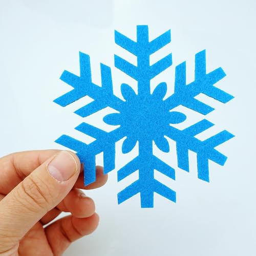 SaktopDeco 16-Pack Felt Snowflake Coasters Set – White/Blue Christmas Drink Coasters