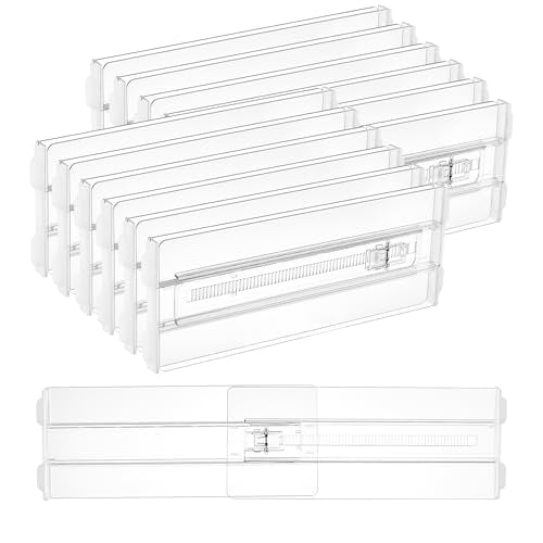 Adjustable Drawer Dividers 12 Pack Clear Plastic Expandable Separators