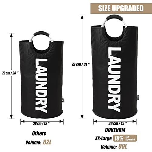 DOKEHOM 90L Large Tall Laundry Basket Bag - Collapsible Black Hamper