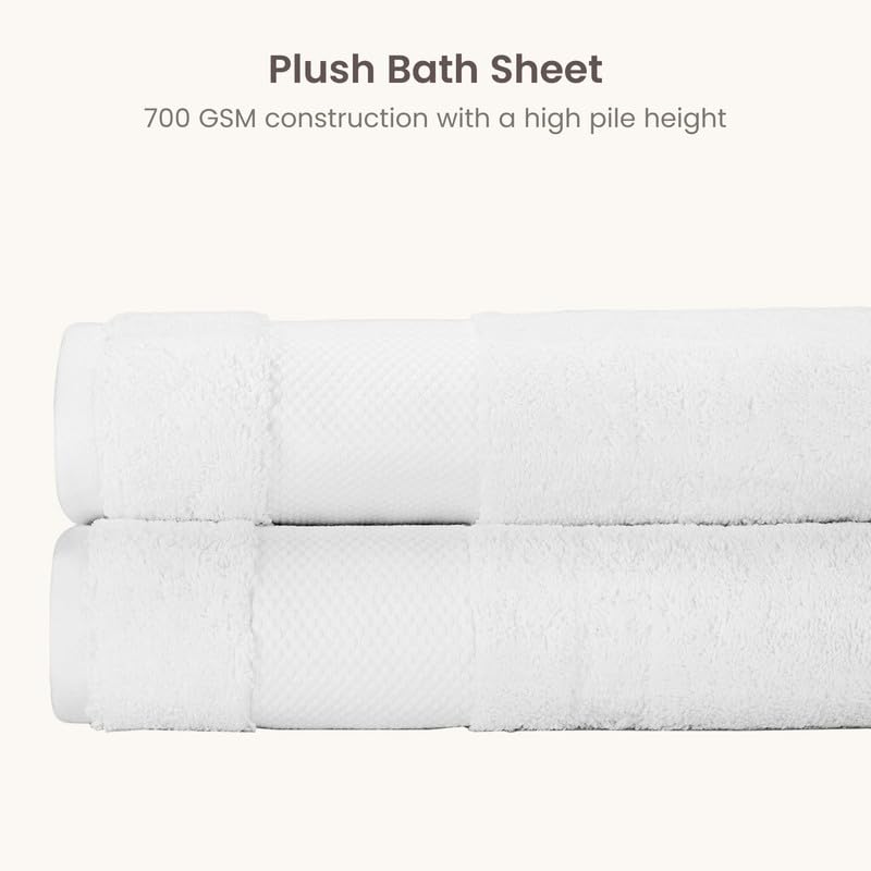 Organic Cotton Bath Sheet Set - 700 GSM Oversized Bath Towels, 2-Pack