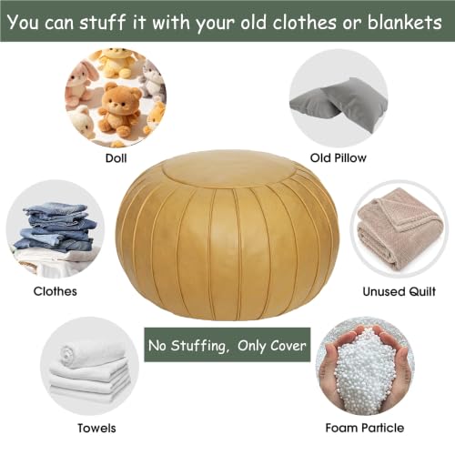 Unstuffed Round Faux Suede Ottoman Floor Pouf Cover - 21.6 x 13 Inch