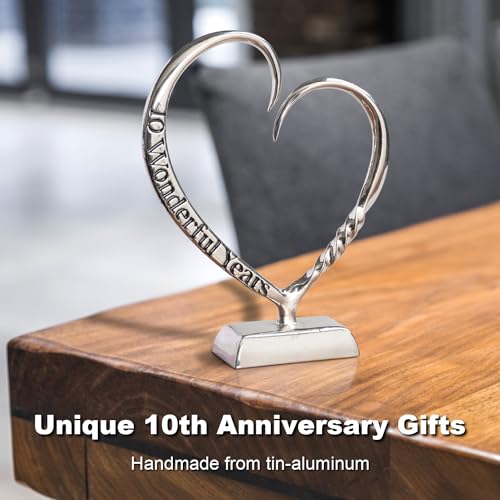 10th Wedding Anniversary Heart Keepsake - Hand Forged Tin Aluminum Decor
