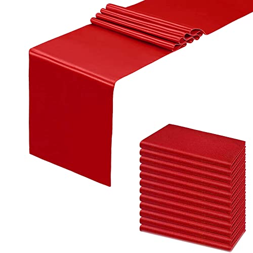 12 Pack Red Satin Table Runners 108x12 Inches for Weddings & Parties - -12108"