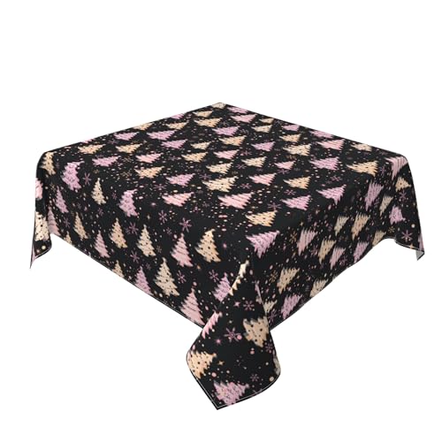 Pink Xmas Winter Tree Square Tablecloth 54 Inch for Party & Picnic - Granbey