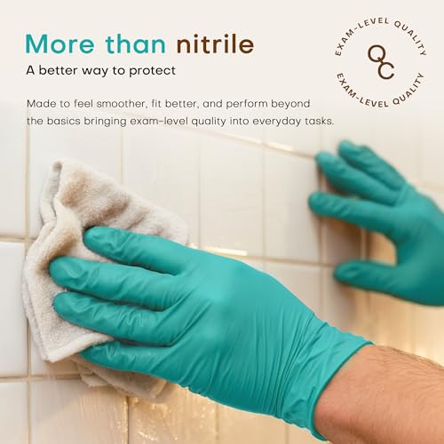 Powder-Free Nitrile Exam Gloves - 100 Pack Food Safe Disposable Gloves, Teal