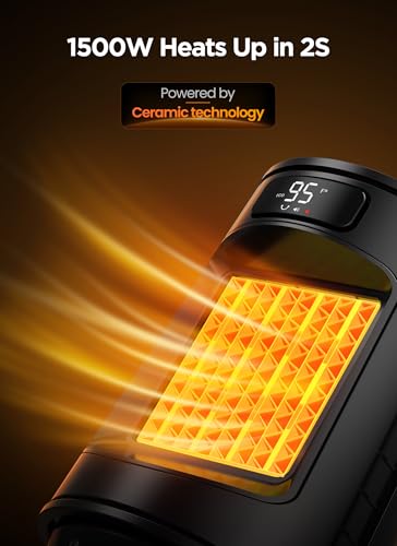 Electric Portable Space Heater 1500W PTC Ceramic with Remote and Thermostat