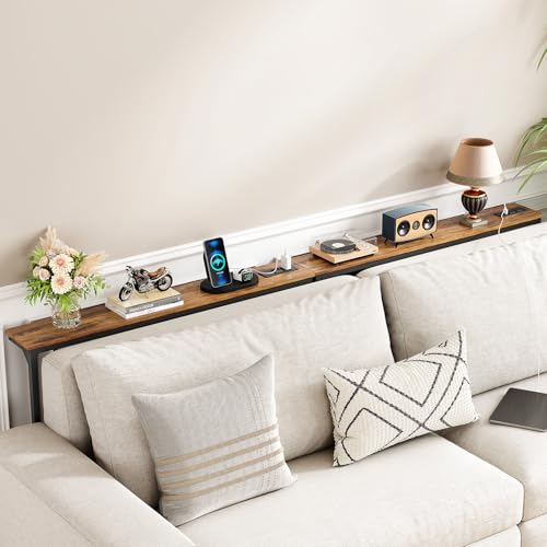 Narrow Console Table with Power Outlets, Adjustable Height Sofa Table (2-Pack)