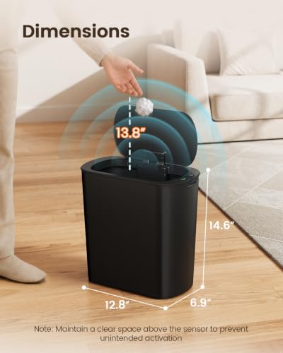 5 Gallon Automatic Touchless Trash Can with Motion Sensor Slim Black