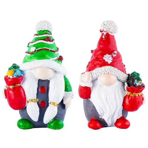 Winter Resin Gnomes Decor Set - Brizoria Green-Red Hat Figurines