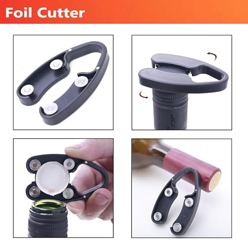 Air Pressure Pump Wine Opener Set with Foil Cutter, Pourer & Vacuum Stopper