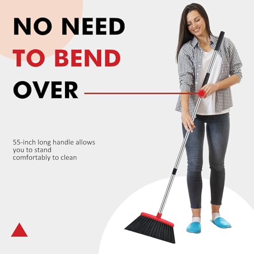Heavy-Duty Commercial Angle Broom with 56-Inch Stainless Steel Handle