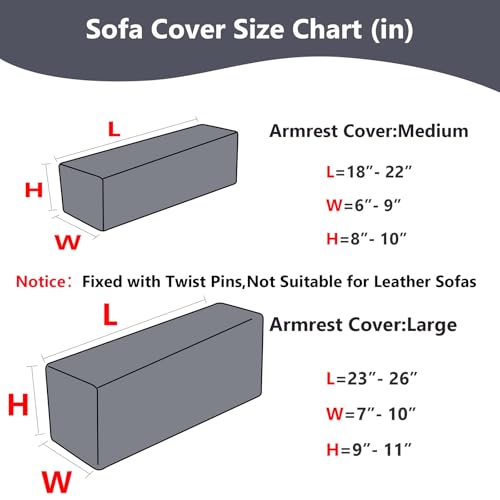 Couch Arm Covers Set of 2 - Soft Stretch Fabric, Light Gray